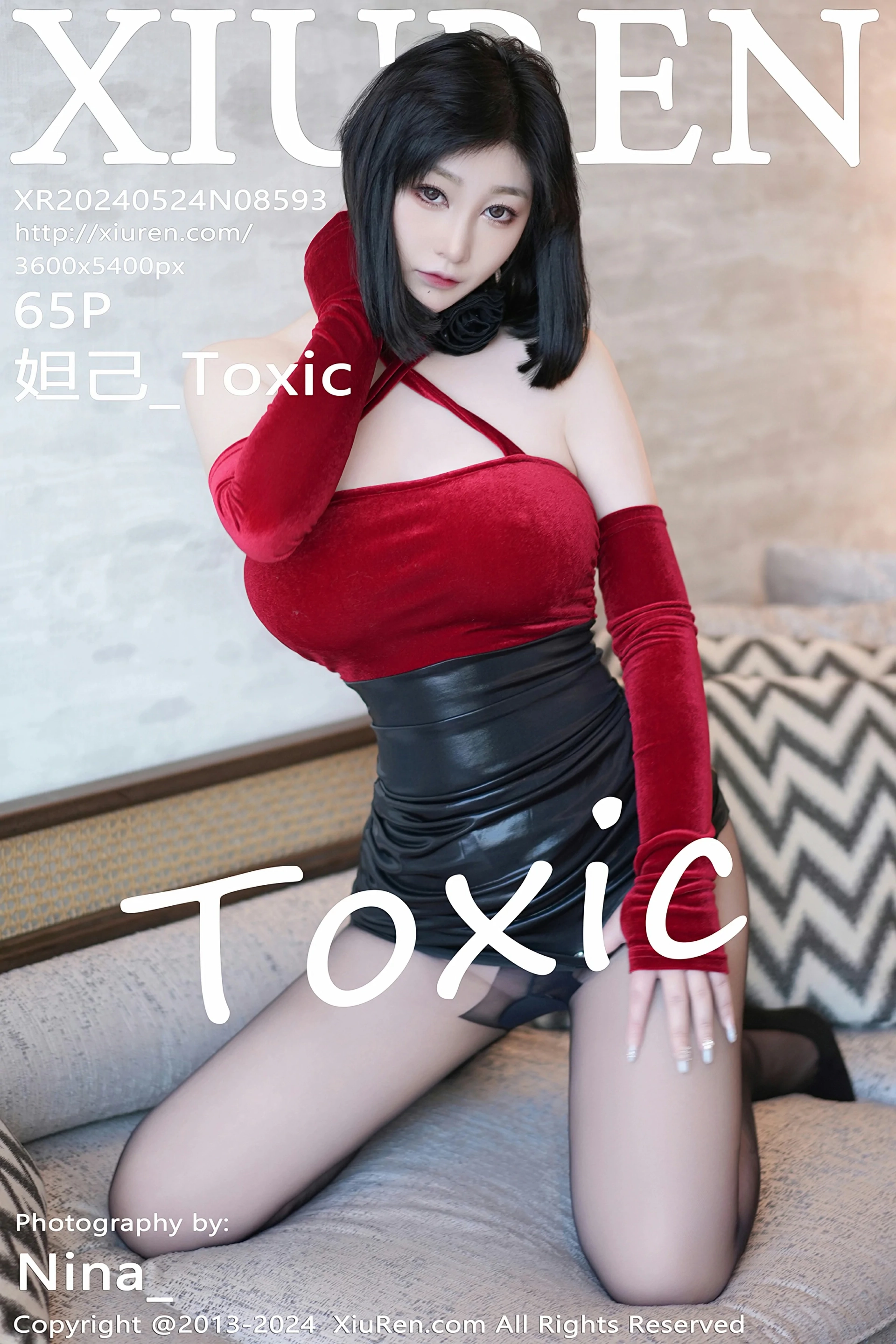 [XiuRen秀人网] 2024.05.24 No.8593 妲己_Toxic 性感红色上衣 黑色皮短裙 韩国心愿旅拍写真 [65+1P]